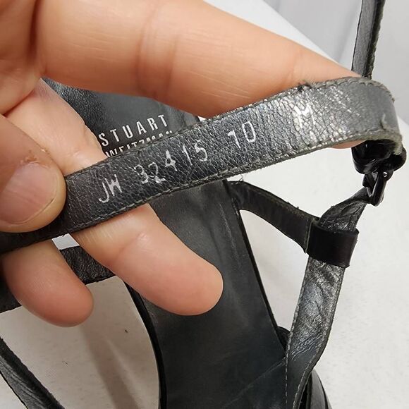 Stuart Weitzman Womens Black Leather platform Sandal Heels Ankle Strap size 10 - Picture 5 of 9